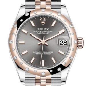 Rolex Datejust 31 Dark rhodium Dial Diamond Bezel Jubilee Rose Gold Two Tone Watch 278341RBR 278341