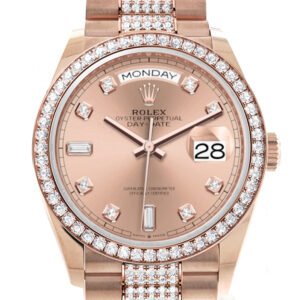 Rolex Day-Date 36 Rosé Colour Dial Diamond Bezel 18K Everose Gold Diamond President Watch 128345RBR