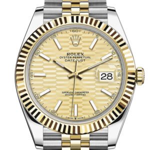 Rolex Datejust 41 Champagne Dial Fluted Bezel 18k Yellow Gold Jubilee Men's Watch 126333 126333-0022