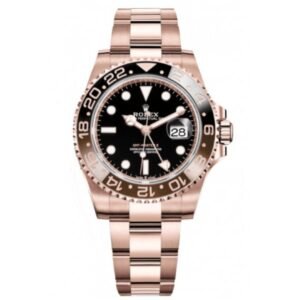 Super Clone Rolex GMT Master 2 Rose Gold Black Dial