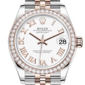 Rolex Datejust 31 White Dial Diamond Bezel Rose Gold Two Tone Jubilee Watch 278381RBR 278381