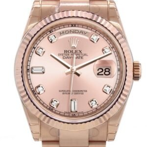 Rolex Day-Date 36 Pink set with diamonds Dial Fluted Bezel Oyster Everose Gold Watch 118235