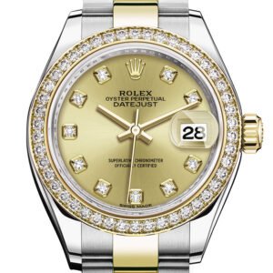 Rolex Datejust 28 Champagne set with diamonds Dial Diamond Bezel Yellow Gold Ladies Watch 279383RBR 279383