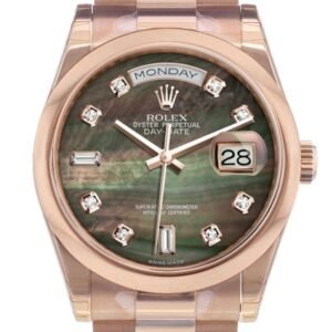 Rolex Day-Date 36 Black Mother of Pearl set with Diamonds Dial President Everose Gold Watch 118205