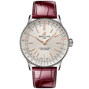 Navitimer 36mm Silver/Rose Dial Ladies Strap Watch
