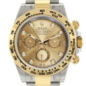 Rolex Cosmograph Daytona Champagne Diamond Dial Steel 18K Yellow Gold Men's Watch 116503