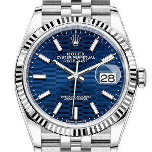 Rolex Datejust 36 Bright Blue Fluted Motif Dial Fluted Jubilee Watch 126234
