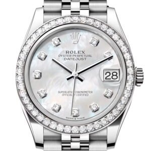 Rolex Datejust 31 White Mother of Pearl Diamond Dial Jubilee Ladies Watch 278384RBR 278384RBR-0008