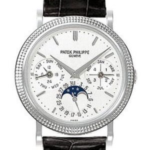 Patek Phillippe Grand Complications Annual Calender Moonphase White Dial Black Leather Automatic Men's Watch 5039G Pre Owned