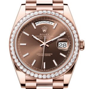 Rolex Day-Date 40 Chocolate Dial Diamond Bezel 18K Everose gold President Men's Watch 228345RBR