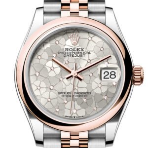 Rolex Datejust 31 Silver Floral Motif Diamond Dial Rose Gold Steel Jubilee Ladies Watch 278241 278241-0032