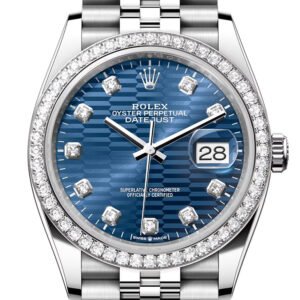 Rolex Datejust 36 Blue Fluted Motif Diamond Dial Diamond Bezel Jubilee Watch 126284RBR 126284RBR-0049