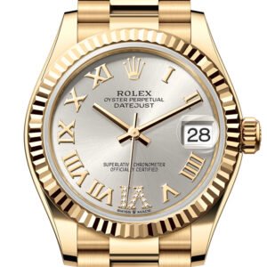 Rolex Datejust 31 SIlver Roman Dial Fluted Bezel Yellow Gold Ladies Watch 278278 278278-0028