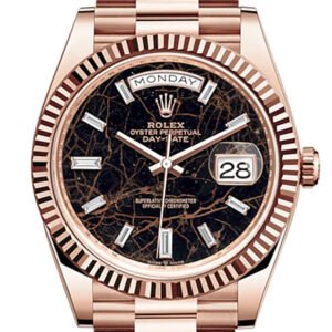 Rolex Day-Date 40 Eisenkiesel 10 Baguette-cut Fluted Dial Diamond Bezel 18K Everose gold President Automatic Men's Watch 228235