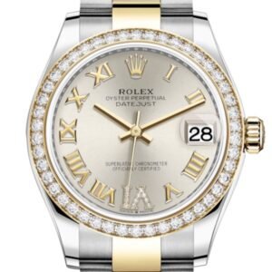 Rolex Datejust 31 Silver VI Diamonds Dial Diamond Bezel Yellow Gold Two Tone Watch 278383RBR 278383