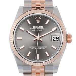 Rolex Datejust 31 Dark Rhodium Dial Fluted Bezel 18K Everose Gold Two Tone Jubilee Watch 278271