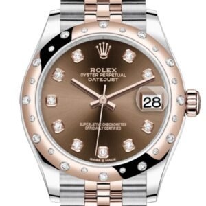 Rolex Datejust 31 Chocolate Diamonds Dial Diamond Bezel Jubilee Rose Gold Two Tone Watch 278341RBR 278341