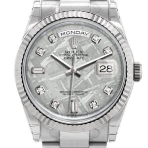 Rolex Day-Date 36 Meteorite set with Diamonds Dial Fluted Bezel Oyster White Gold Watch 118239