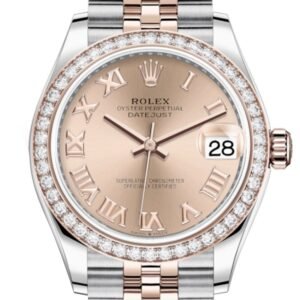 Rolex Datejust 31 Rosé Roman Dial Diamond Bezel Rose Gold Two Tone Jubilee Watch 278381RBR 278381