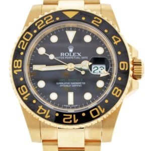 Rolex GMT Master II Black Dial Bracelet 18kt Yellow Gold Men's Watch 116718 Pre-Owend
