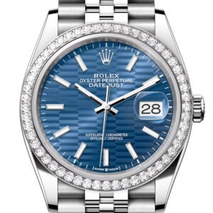 Rolex Datejust 36 Blue fluted Motif Dial Diamond Bezel Jubilee Watch 126284RBR 126284RBR-0041