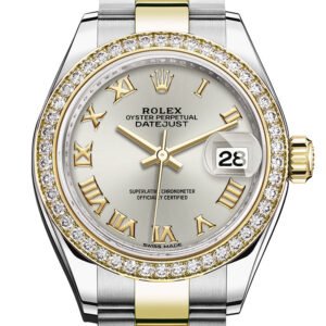 Rolex Datejust 28 Silver Roman Dial Diamond Bezel Yellow Gold Ladies Watch 279383RBR 279383