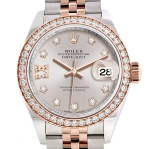 Rolex Datejust 28 Sundust Large VI Diamonds DialDiamond Bezel Rose Gold Two Tone Watch 279381RBR 279381