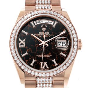 Rolex Day-Date 36 Eisenkiesel Dial Diamond Bezel 18K Everose Gold Diamond President Watch 128345RBR
