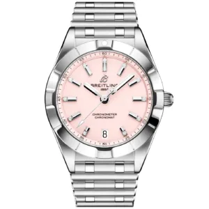 Chronomat 32mm Pink Diamond Dial Ladies Bracelet Watch