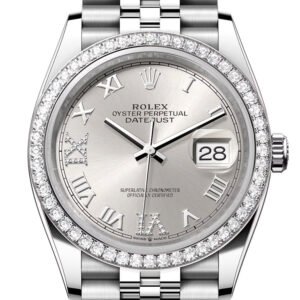 Rolex Datejust 36 Silver Roman Dial Diamond Bezel Jubilee Watch 126284RBR 126284RBR-0021