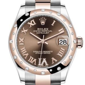 Rolex Datejust 31 Chocolate Large VI diamonds Dial Diamond Bezel Rose Gold Two Tone Watch 278341RBR 278341