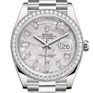 Rolex Day-Date 40 Meteorite Baguette Diamond Dial Diamond Bezel White Gold President Automatic Men's Watch 228349RBR 228349
