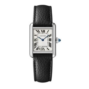 Cartier Tank Replica Watch Black Leather Strap