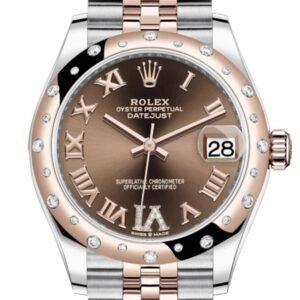 Rolex Datejust 31 Chocolate Large VI Diamonds Dial Diamond Bezel Jubilee Rose Gold Two Tone Watch 278341RBR 278341