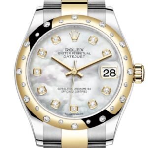 Rolex Datejust 31 White mother-of-pearl diamonds Dial Diamond Bezel Yellow Gold Two Tone Watch 278341RBR 278343 NP