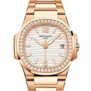 Patek Philippe Nautilus 18kt Rose Gold White Dial 32mm Diamond Ladies Watch 7010/1R