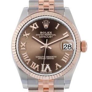 Rolex Datejust 31 Chocolate Large VI set with diamonds Dial Fluted Bezel 18K Everose Gold Two Tone Jubilee Watch 278271