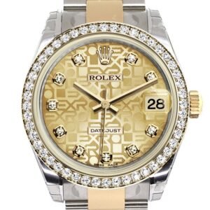 Rolex Datejust 31 Champagne Jubilee design Diamond Dial Diamond Bezel Yellow Gold Two Tone Watch 178383