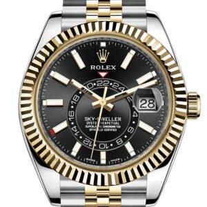 Rolex Sky Dweller Black Dial 18K Yellow Gold Bezel Two Tone Jubilee Men's Watch 326933