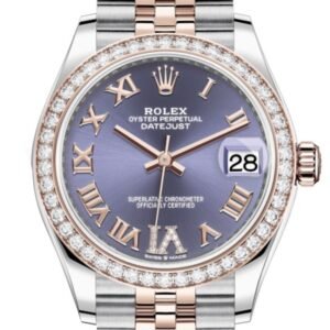Rolex Datejust 31 Aubergine VI Diamonds Dial Diamond Bezel Rose Gold Two Tone Jubilee Watch 278381RBR 278381