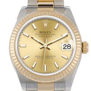 Rolex Datejust 31 Champagne Dial Fluted Bezel 18K Yellow Gold Two Tone Watch 278273 NP