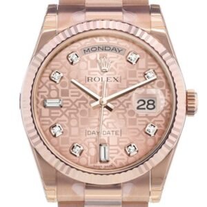 Rolex Day-Date 36 Pink Jubilee design set with diamonds Dial Fluted Bezel President Everose Gold Watch 118235