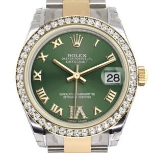 Rolex Datejust 31 Olive greenLarge VI Diamonds Dial Diamond Bezel Yellow Gold Two Tone Watch 178383