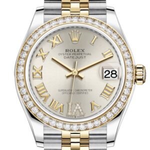 Rolex Datejust 31 Silver VI Diamonds Dial Diamond Bezel Yellow Gold Two Tone Jubilee Watch 278383RBR 278383