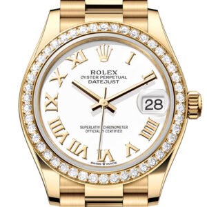 Rolex Datejust 31 White Roman Dial Diamond Bezel Yellow Gold Ladies Watch 278288RBR 278288RBR-0009