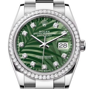 Rolex Datejust 36 Green palm Motif Diamond Dial Diamond Bezel Watch 126284RBR 126284RBR-0048