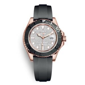Yacht Master 1 Golden Diamond Dial Rubber Strap 40mm