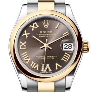 Rolex Datejust 31 Dark Grey Roman Diamond on 6 Dial Yellow Gold Steel Ladies Watch 278243 278243-0017