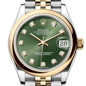Rolex Datejust 31 Olive Green Diamond Dial Yellow Gold Steel Jubilee Ladies Watch 278243 278243-0030