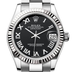 Rolex Datejust 31 Black Roman Dial Fluted Bezel Ladies Watch 278274 278274-0001